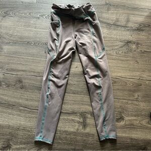 Kids Gray Riding Leggings with Teal Accents